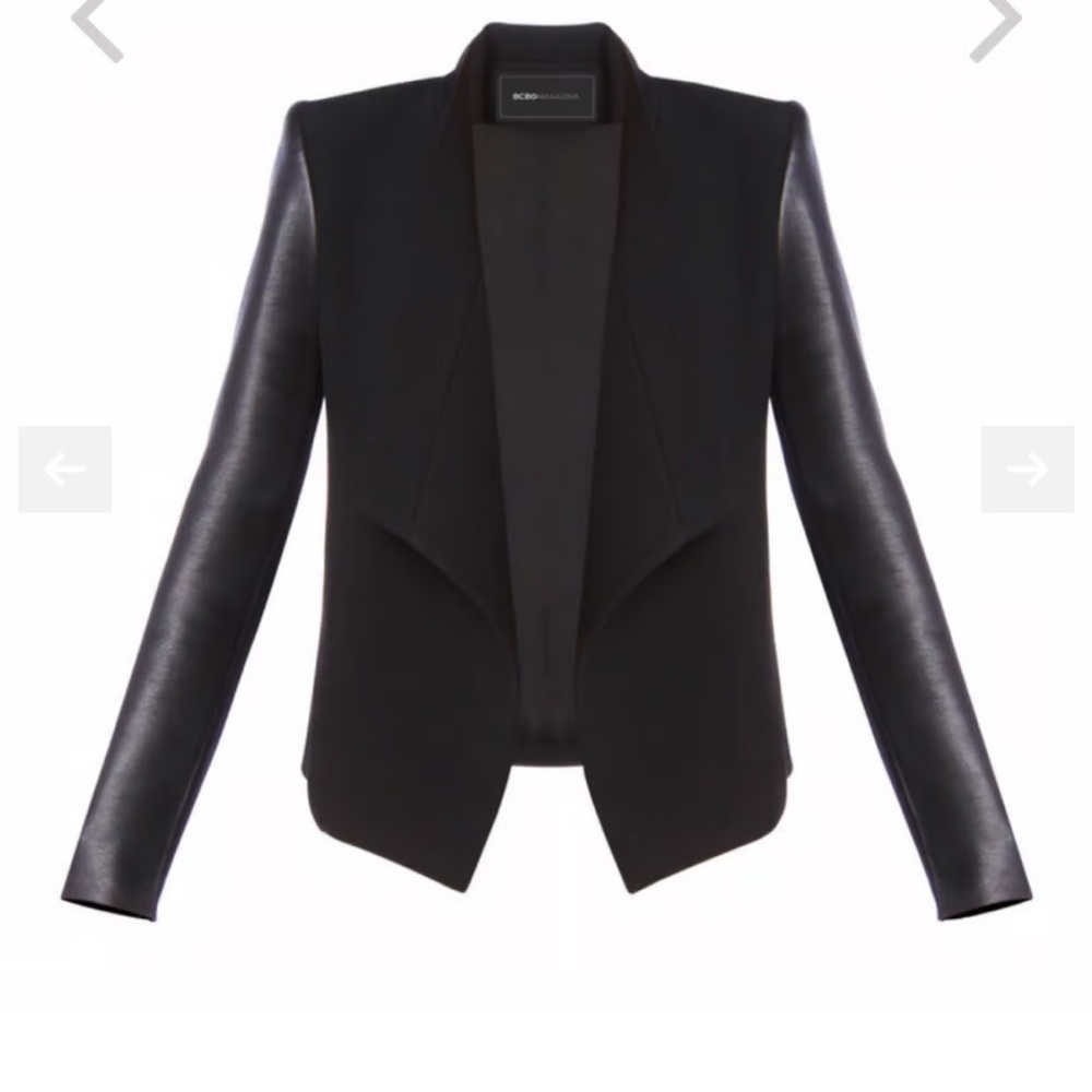 BCBG Max Azria leather sleeve jacket